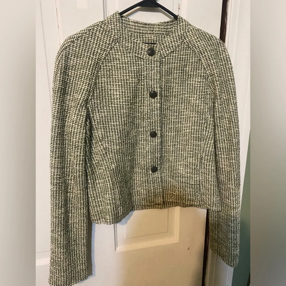 Rag & bone Marisa tweed jacket women’s 6 $525 cream / green textured blazer - Picture 4 of 10